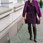 Purple Look with Coat and Knit Dress Outfit Loop Scarf Fashionblog