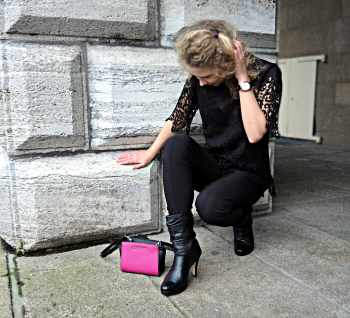 Outfit: Sale Michael Kors Selma and Black Lace Zara, Fashionblog, Kationette, Streetstyle