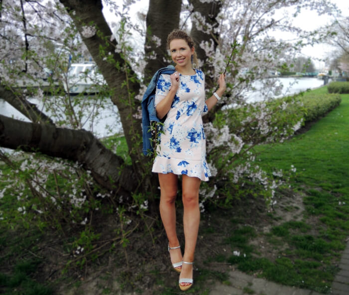Spring Outfit: Cherry Blossoms and Zara Scuba Dress, Frühling, Kirschblüte, Fashionblog, Modeblog, Kationette