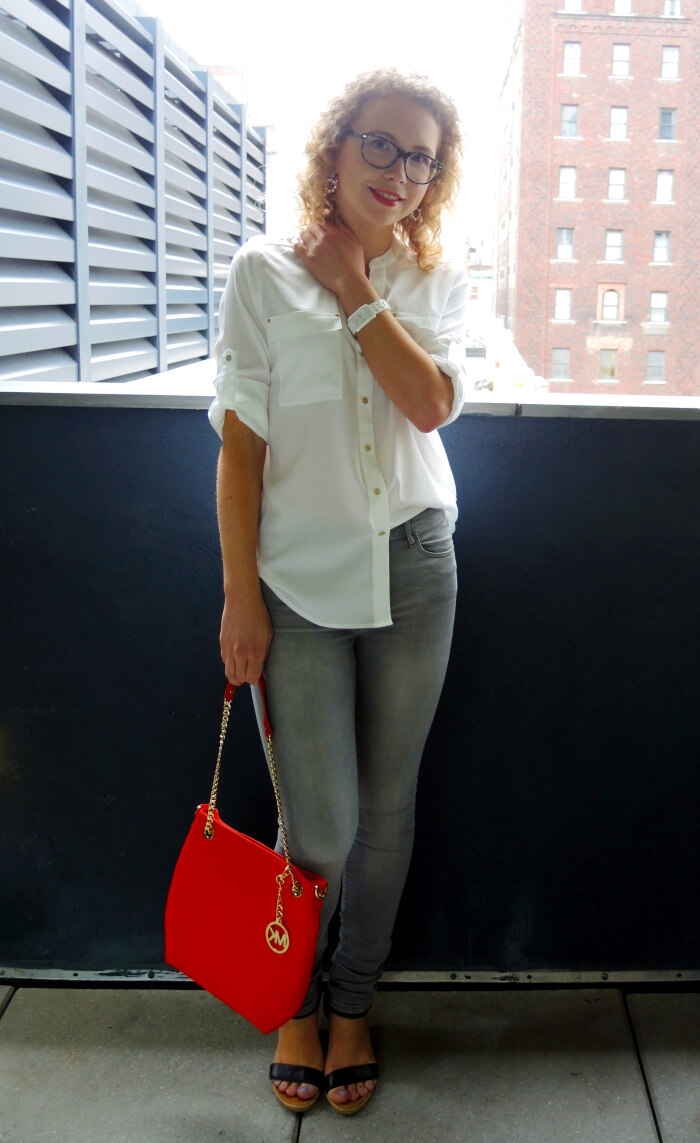NYC Outfit: On our Balcony - CK Blouse meets Michael Kors, Fashionblog, Kationette, Reiseblog, Travelblog