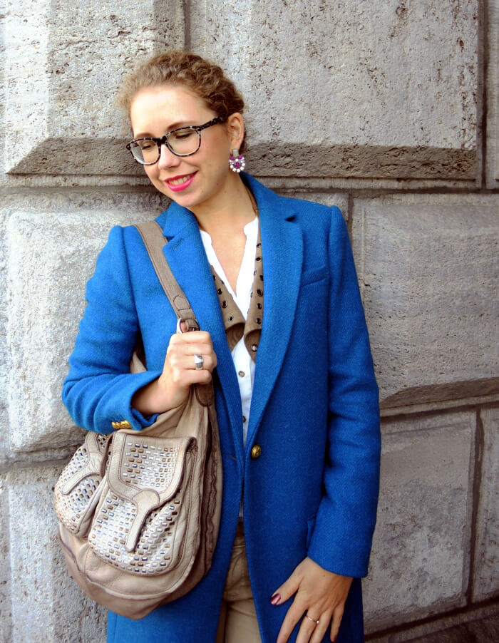 Outfit: Petrol Wool Coat with golden buttons from J.Crew, Kationette, Style, Streetstyle, Fashionblog, Modeblog