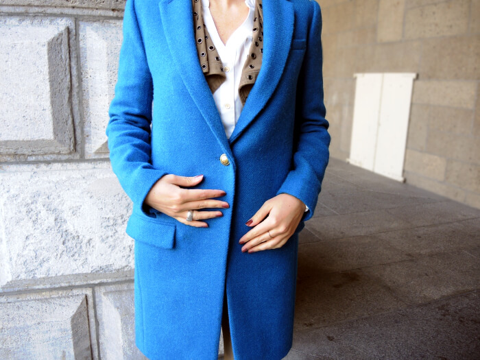 Outfit: Petrol Wool Coat with golden buttons from J.Crew, Kationette, Style, Streetstyle, Fashionblog, Modeblog