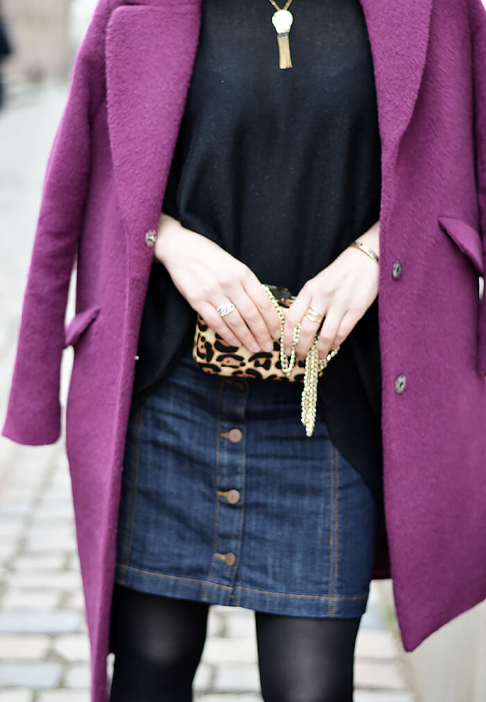 Outfit: Purple Coat, Denim Skirt and Leo Box Bag, Kationette, Fashionblog, Modeblog, Streetstyle, lotd, ootd
