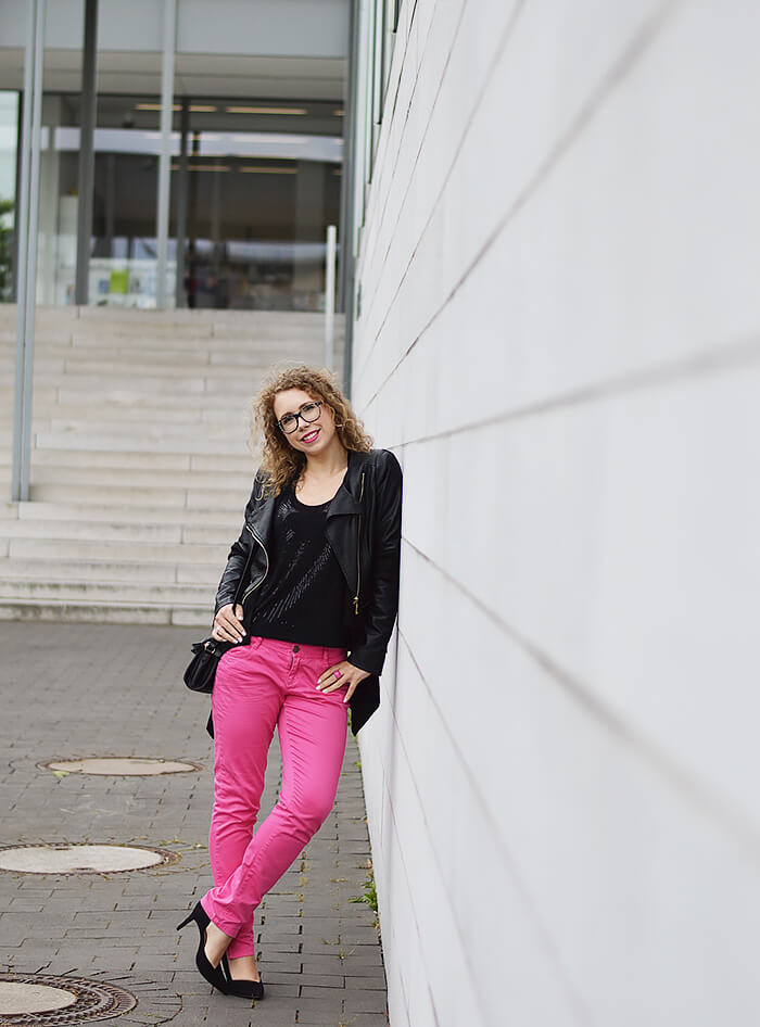 Outfit: Pink Pants and Black