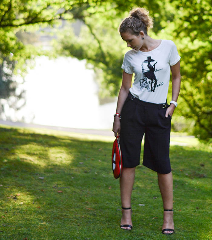 Outfit: Reserved Culottes, Kiss Bag from Skinnydip London and Paris Shirt