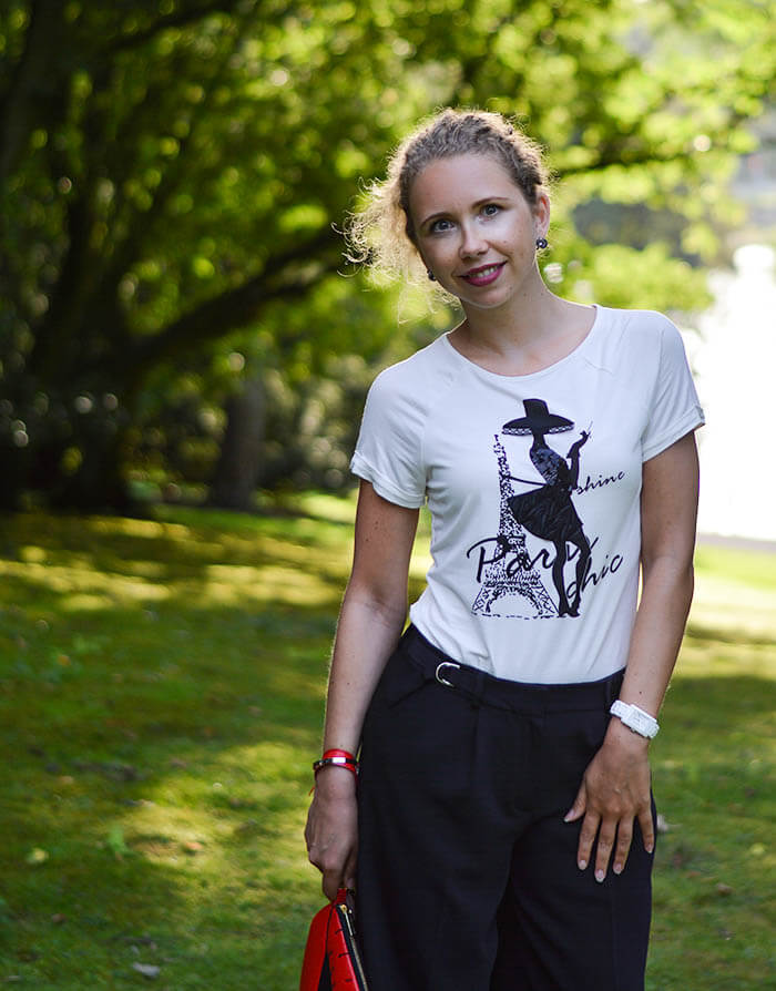 Outfit: Reserved Culottes, Kiss Bag from Skinnydip London and Paris Shirt