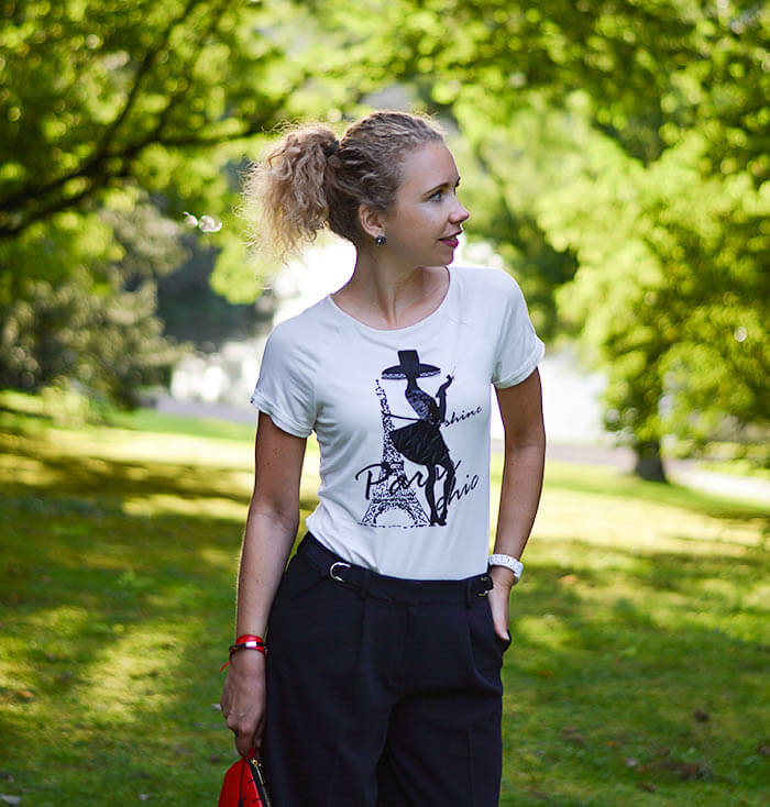 Outfit: Reserved Culottes, Kiss Bag from Skinnydip London and Paris Shirt