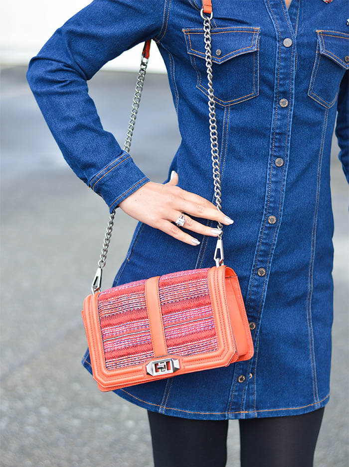 Kationette Outfit: Mango Denim Dress, Choker, Rebecca Minkoff Crossbody