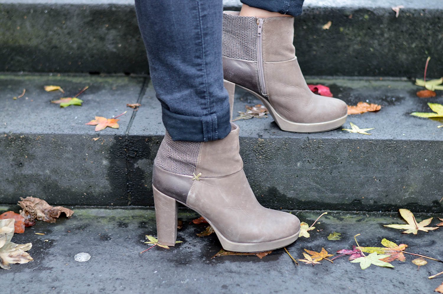 Outfit: New Booties, Zara Velvet Bodysuit and Blue Coat from J.Crew