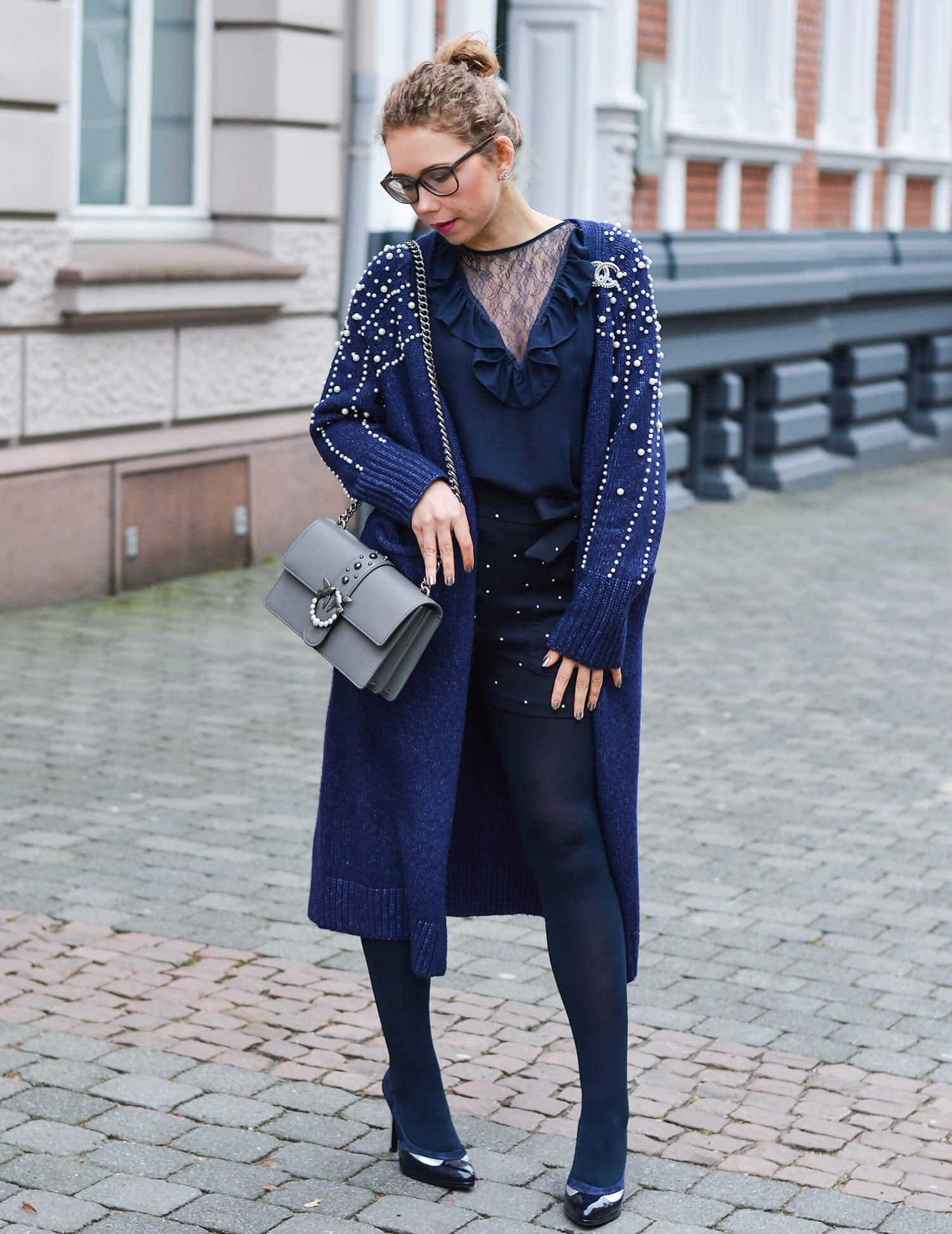 Kationette-Outfit-Zara-Long-Cardigan-with-pearls-Michael-Kors-Access-Sofie-Smartwatch-and-Pinko-Bag-fashionblogger-nrw