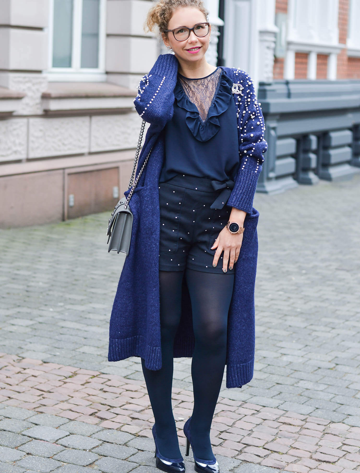 Kationette-Outfit-Zara-Long-Cardigan-with-pearls-Michael-Kors-Access-Sofie-Smartwatch-and-Pinko-Bag-fashionblogger-nrw