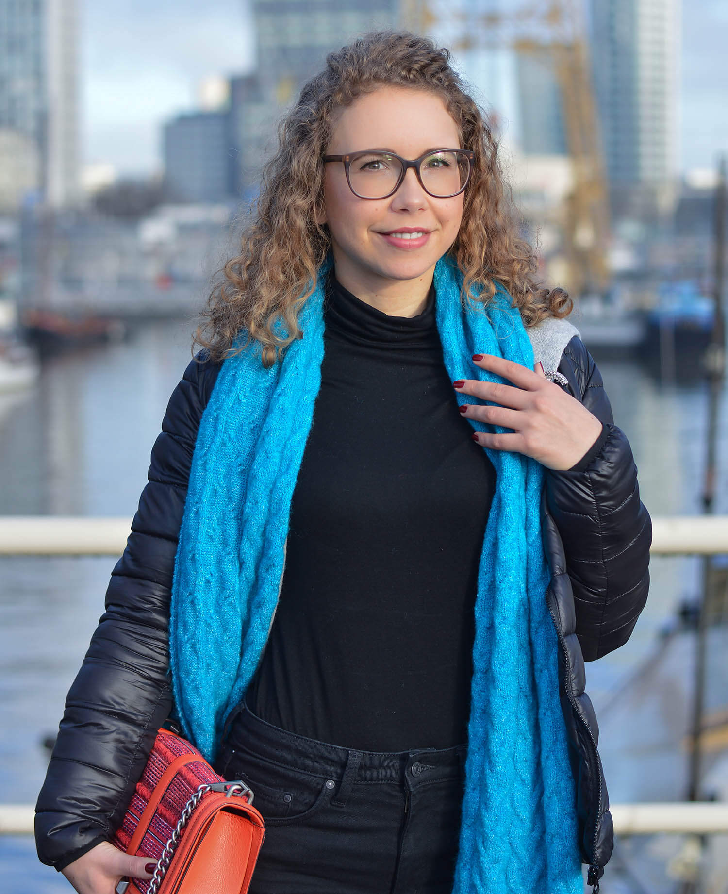 Outfit-Studded-Denim-Long-Cardigan-Sock-Boots-and-Zara-Scarf-Rotterdam-kationette-fashionblogger-streetstyle