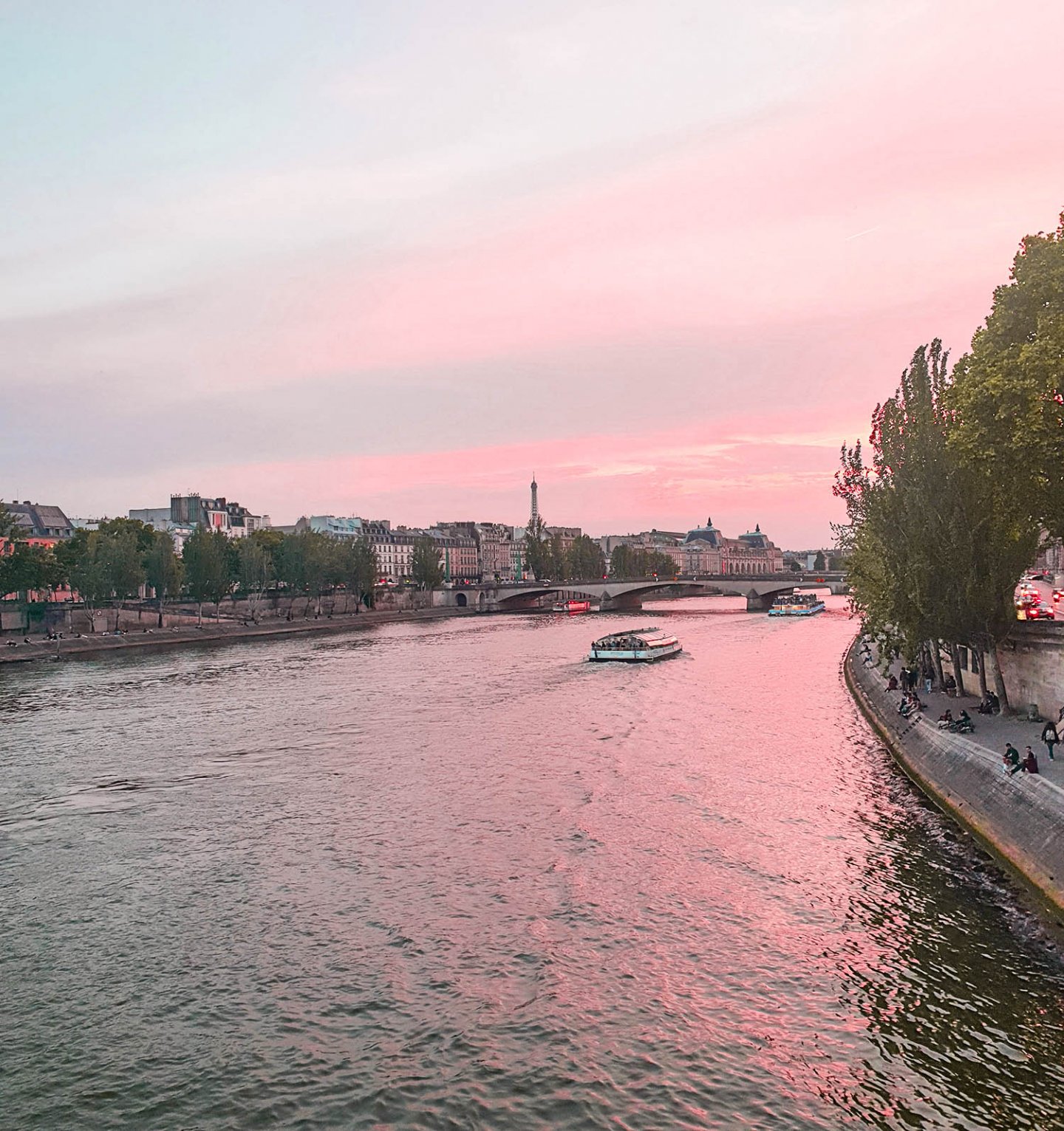 paris Sonnenuntergang an der Seine und Eiffelturm