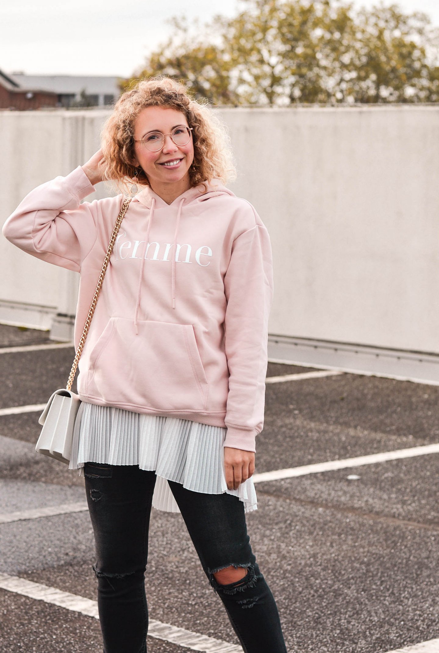 lagenlook mit hoodie und Plissee bluse