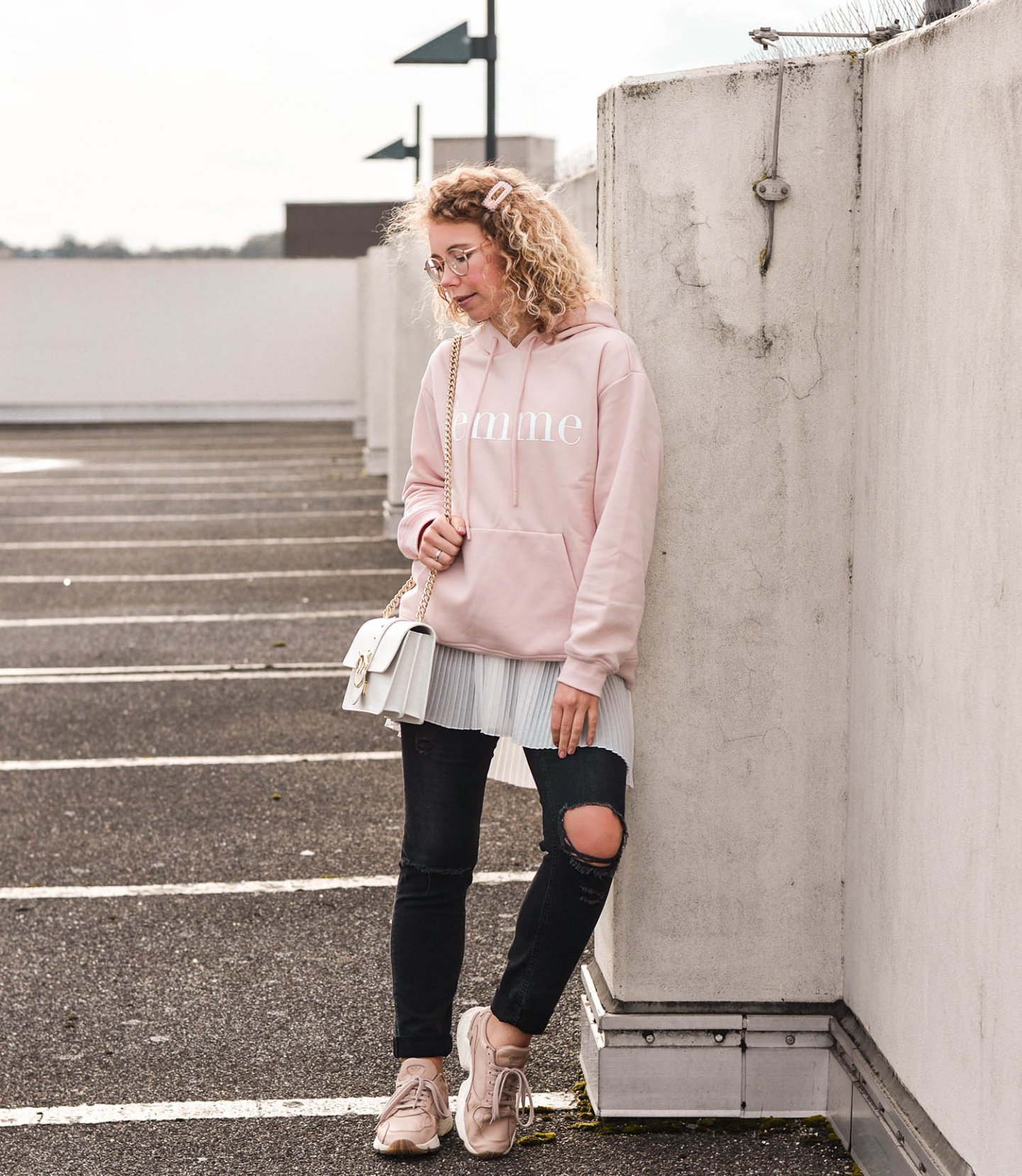 statement hoodie mit femme print