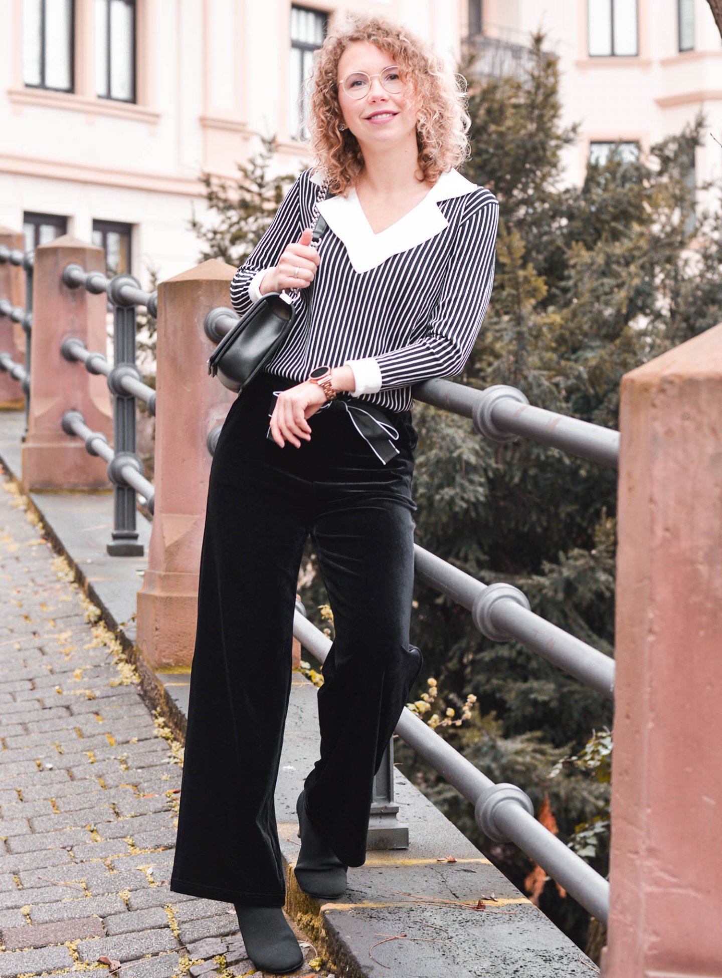 elegantes outfit mit Samthose