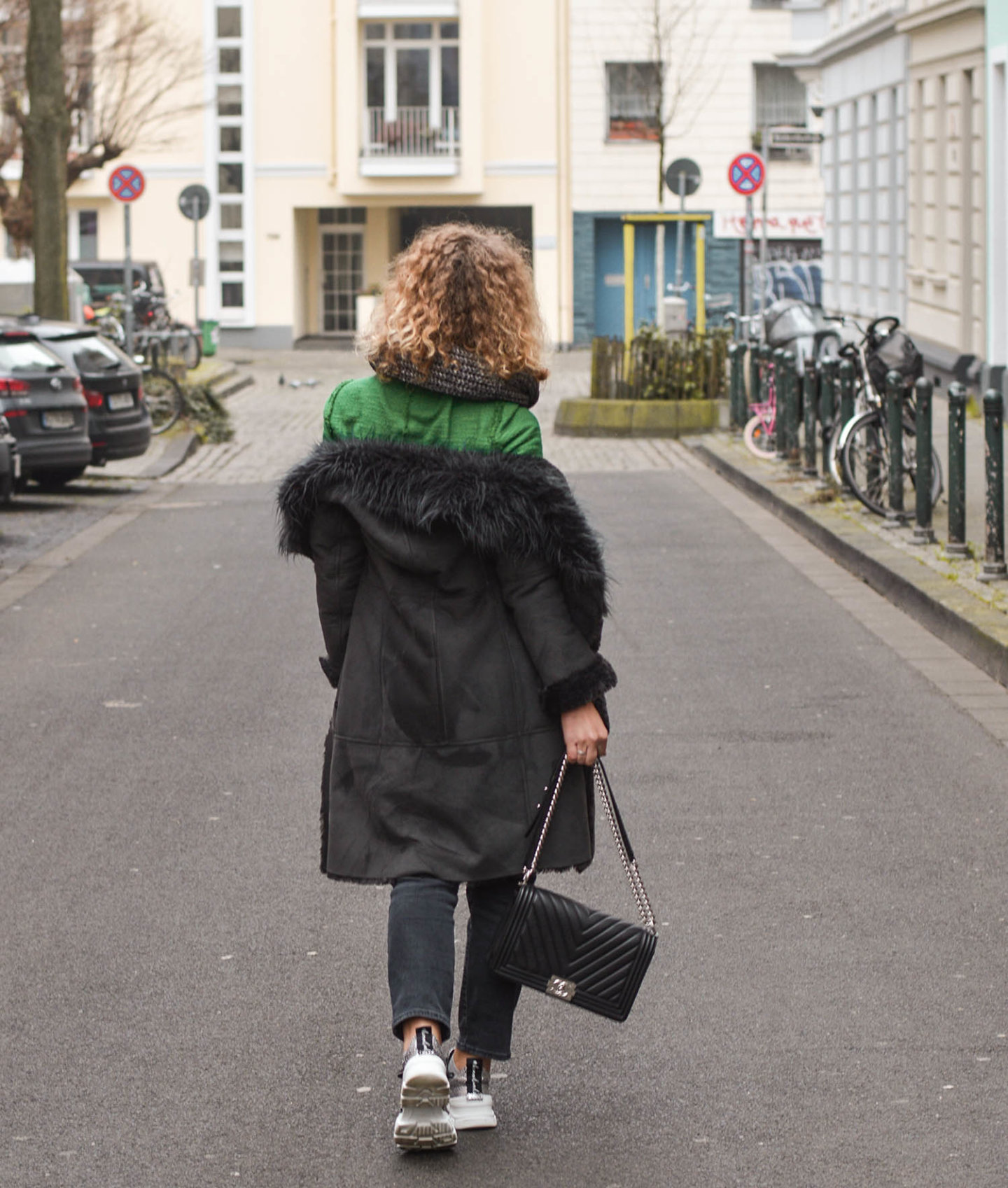 shearling mantel streetstyle Düsseldorf